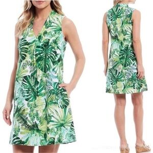 Tommy Bahama Fronderlust Leaf Print Linen Blend Dress Size S